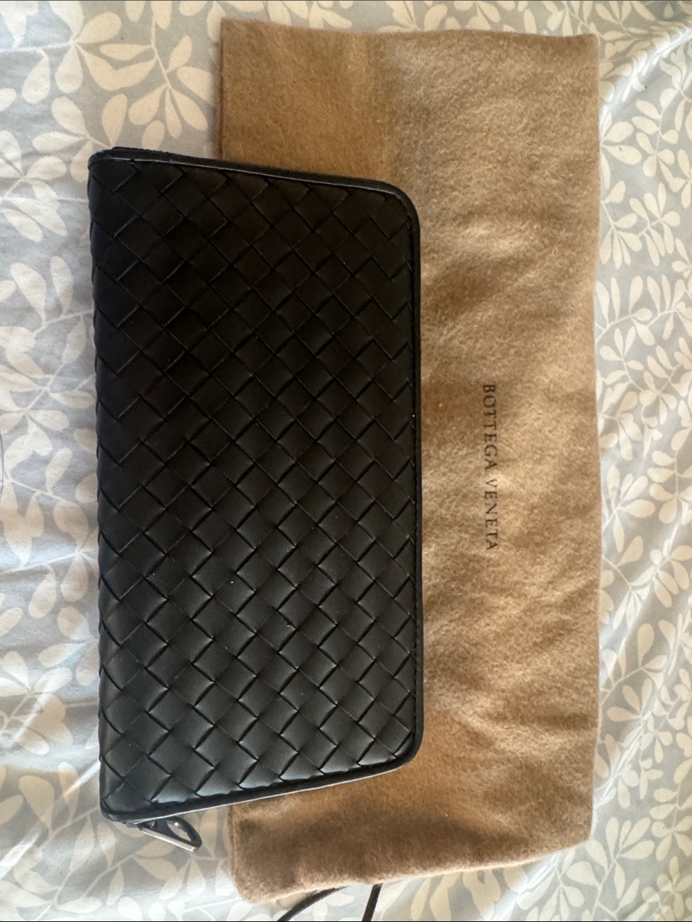 Bottega Veneta Black Woven Zip Around Wallet